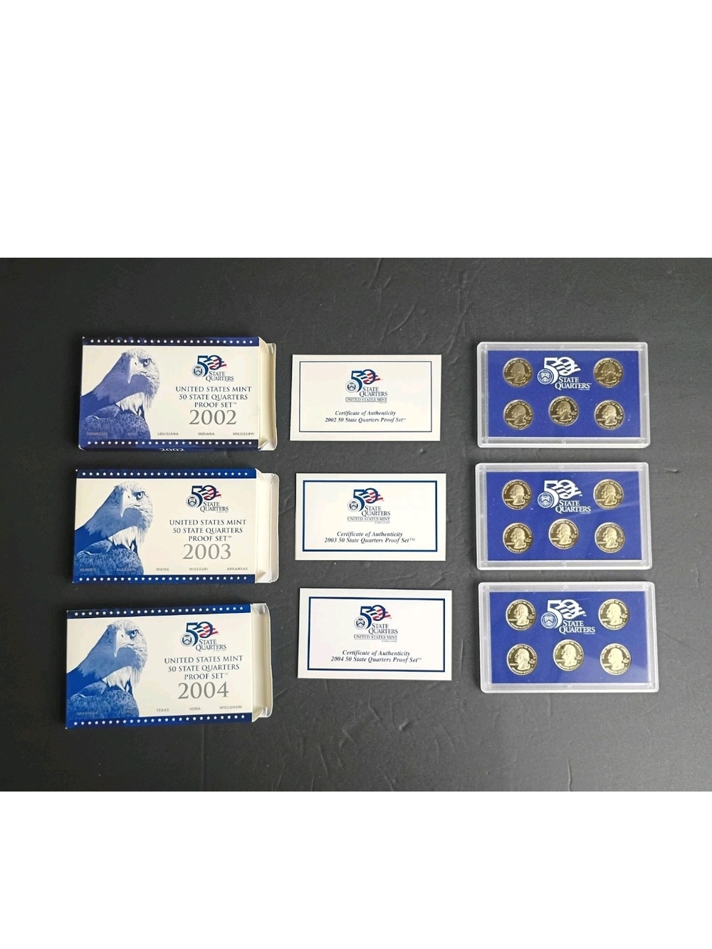 2002S-03-04 State Quarter Clad Proof Set U.S. Mint Packaging OGP COA 5 Coins Per